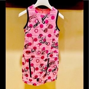 JOHN GALLIANO GIRLS PINK DRESS w/ Graphic Print & Leather Trim - SIZE 8